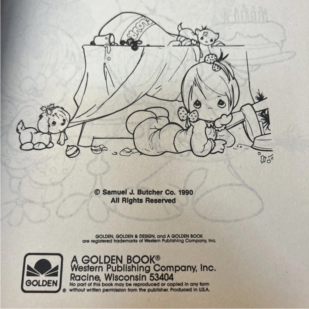 Precious Moments Coloring Book #1633-14 Vintage 1990 Golden Book UNUSED - Picture 3 of 6
